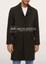 Houndstooth Wool-Blend Coat