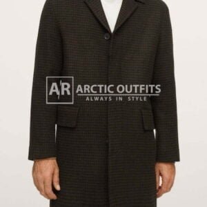 Houndstooth Wool-Blend Coat