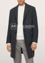 Houndstooth Wool Blend Coat