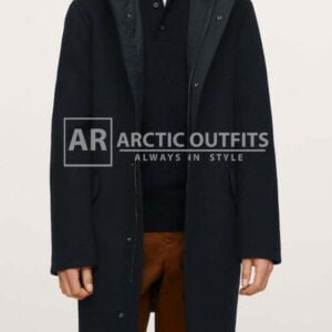 Wool Coat With Black Hood