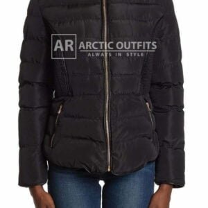 Faux Fur Lined Hood Zip Front Puffer Jacket