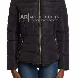 Faux Fur Lined Hood Zip Front Puffer Jacket