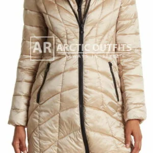 Mixed Quilt Hooded Puffer Jacket