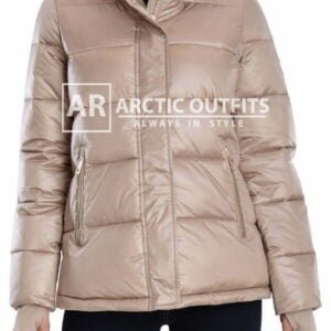 Royal Gold Hooded Quilted Puffer Jacket