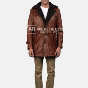Hunter Distressed Brown Fur Leather Coat