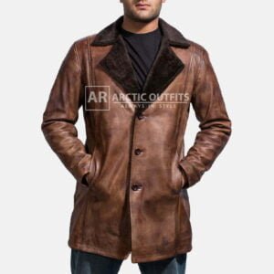 Cinnamon Distressed Leather Fur Coat