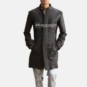Midlander Quilted Black Leather Coat