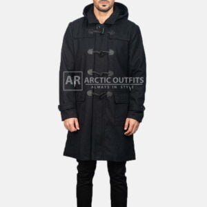 Drake Black Wool Duffle Coat