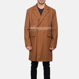 Claud Khaki Wool Double Breasted Coat