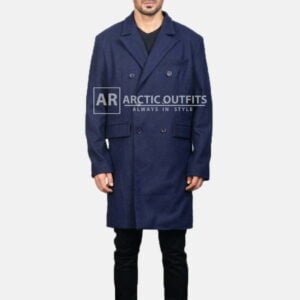 Claud Blue Wool Double Breasted Coat
