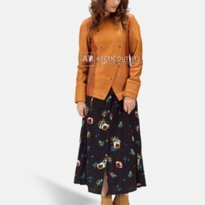 Tan Overlap Leather Jacket