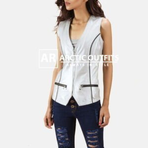 Misfit Metallic Silver Leather Vest