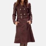 Womens Missoni Maroon Leather Trench Coat 1-1495005740005