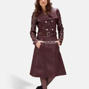Missoni Maroon Leather Trench Coat