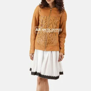 Sandy Tan Dye Leather Jacket
