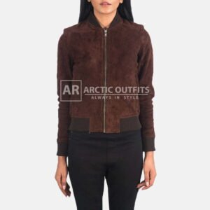 Pure Bliss Brown Suede Bomber Jacket