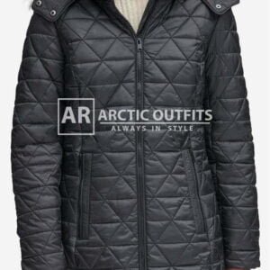 Faux Fur Trim Hood Quilted Jacket