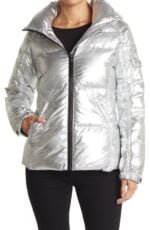 Metallic Silver Down Puffer Jacket