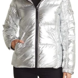 Metallic Silver Down Puffer Jacket