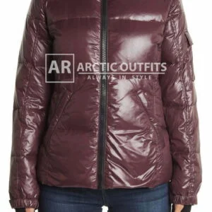 Gloss Down Wine Color Puffer Jacket