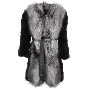 Raccoon And Rex Rabbit Cropped Sleeve Coat Black