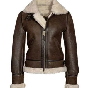 Aviator Womens Distressed Brown Biker Jacket