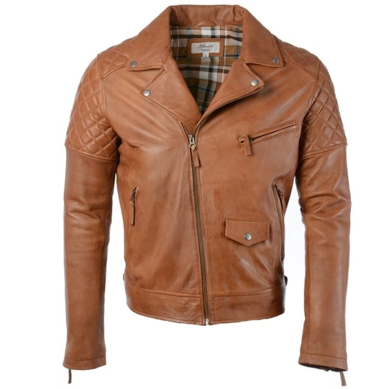 Leather Biker Jacket Tan