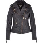 Women's Leather Biker Jacket Black