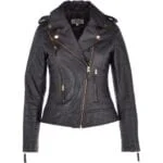 Women's Leather Biker Jacket Black