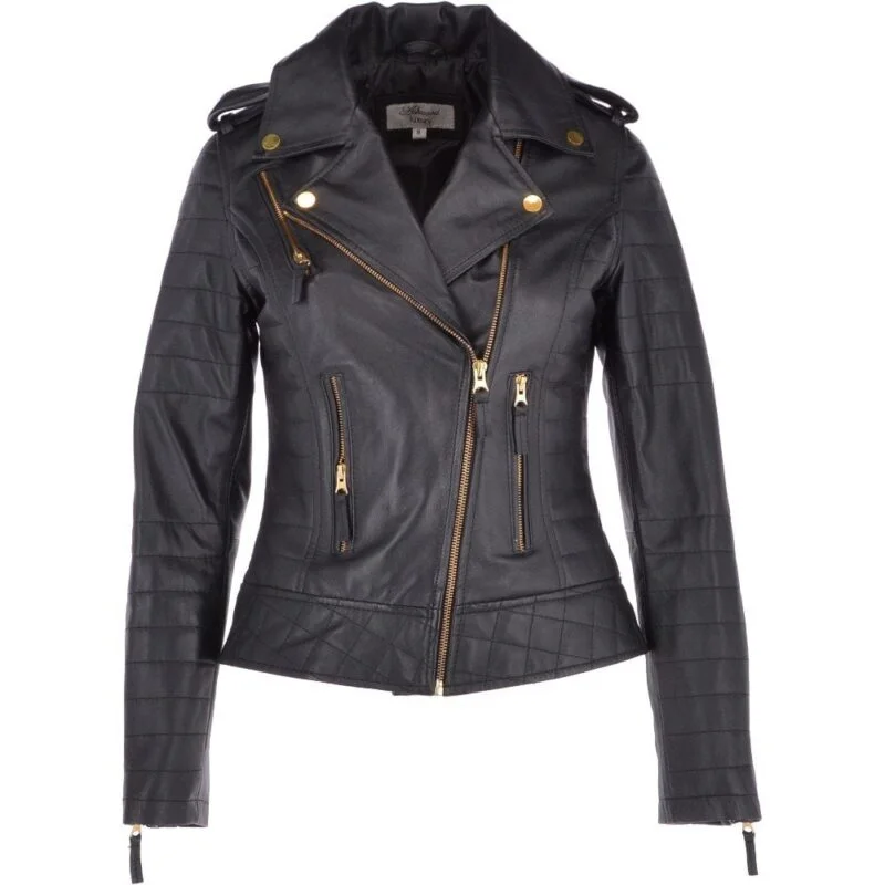 Women's Leather Biker Jacket Black