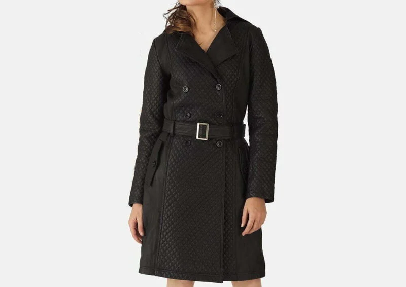 Arctic Black Leather Trench
