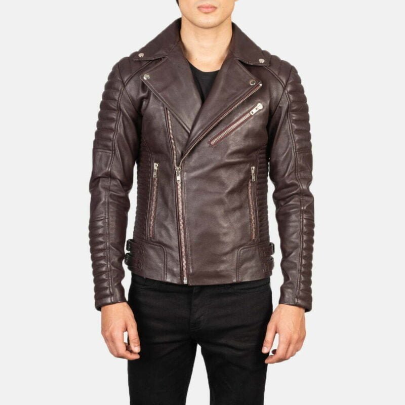Armand Maroon Leather Biker