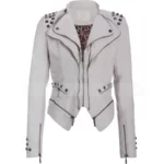 Womens White Studded Punk