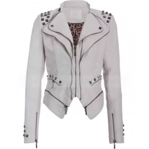 Womens White Studded Punk