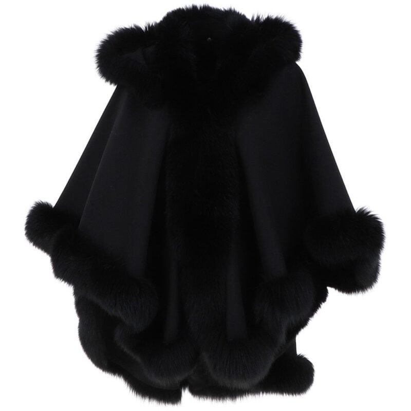 Fur Poncho Black