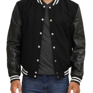 Jacket With Leather Sleeves