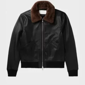 Mens Black Bomber Shearling