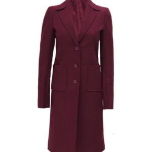 Cornetto Women Maroon Wool Long Coat