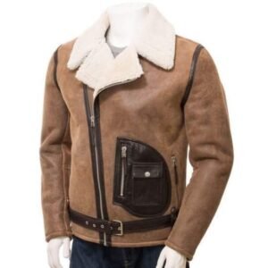 Asymmetrical Distressed Brown Shearling