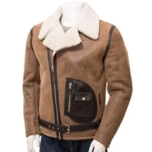 Asymmetrical Distressed Brown Shearling