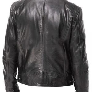 Black Leather Cafe Racer Jacket