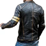 Mens Brown Café Racer Distressed Quilted Motorcycle Leather Jacket