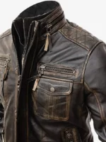 Men's Vintage Café Racer Distressed Retro Biker Leather Jacket