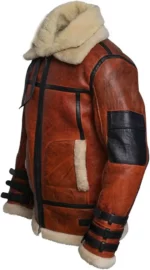 Men’s RAF B3 Aviator Shearling Bomber Reddish Brown Leather Jacket