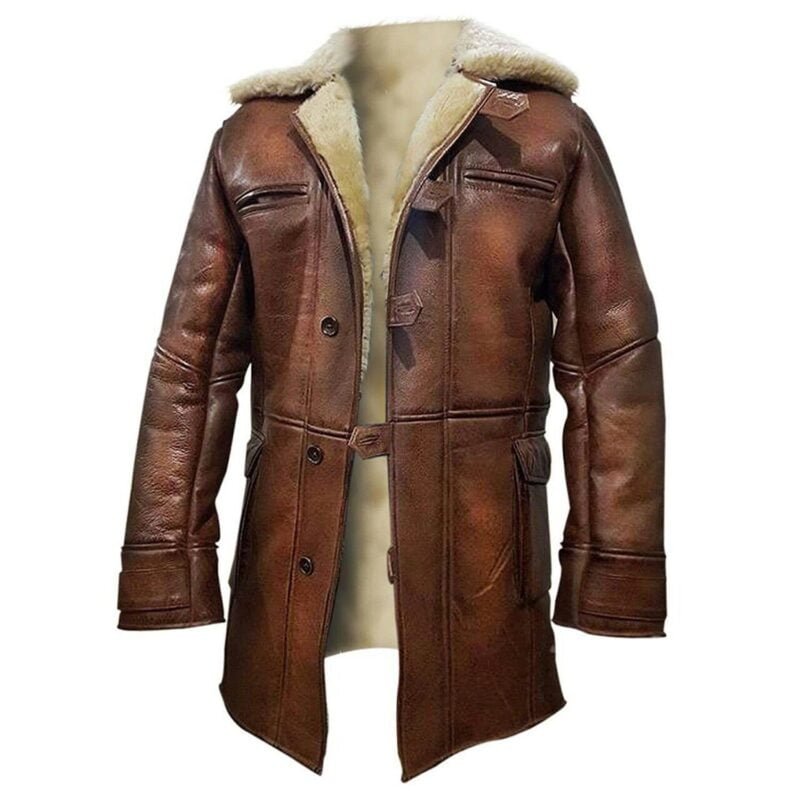 Men's B3 Bomber RAF Aviator Flying Flight Brown Vintage Real Leather Tom Hardy Dark Knight Rises Bane Coat Jacket