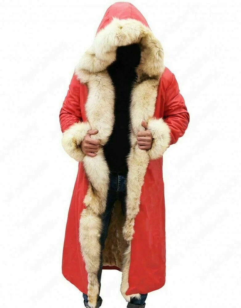 Christmas Chronicles Kurt Russell Shearling Trench Coat Santa Claus Costume