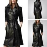 Women’s Genuine Leather Pure Soft Lambskin Long Overcoat Trench Coat Jacket Women’s Genuine Leather Pure Soft Lambskin Long Overcoat Trench Coat Jacket