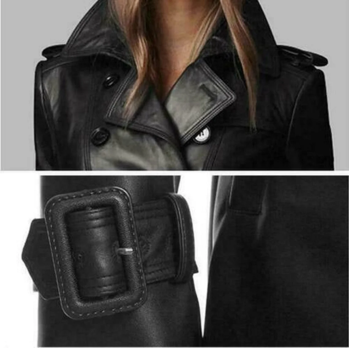 Women’s Genuine Leather Pure Soft Lambskin Long Overcoat Trench Coat Jacket