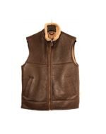 Men's RAF B3 Bomber Flight Aviator Fur Shearling Brown Sheepskin Leather Vest Jacket Men's RAF B3 Bomber Flight Aviator Fur Shearling Brown Sheepskin Leather Vest Jacket