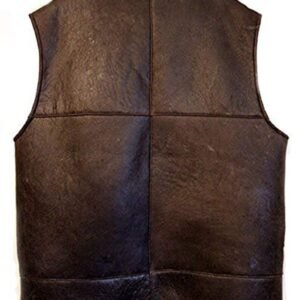 Men's RAF B3 Bomber Flight Aviator Fur Shearling Brown Sheepskin Leather Vest Jacket